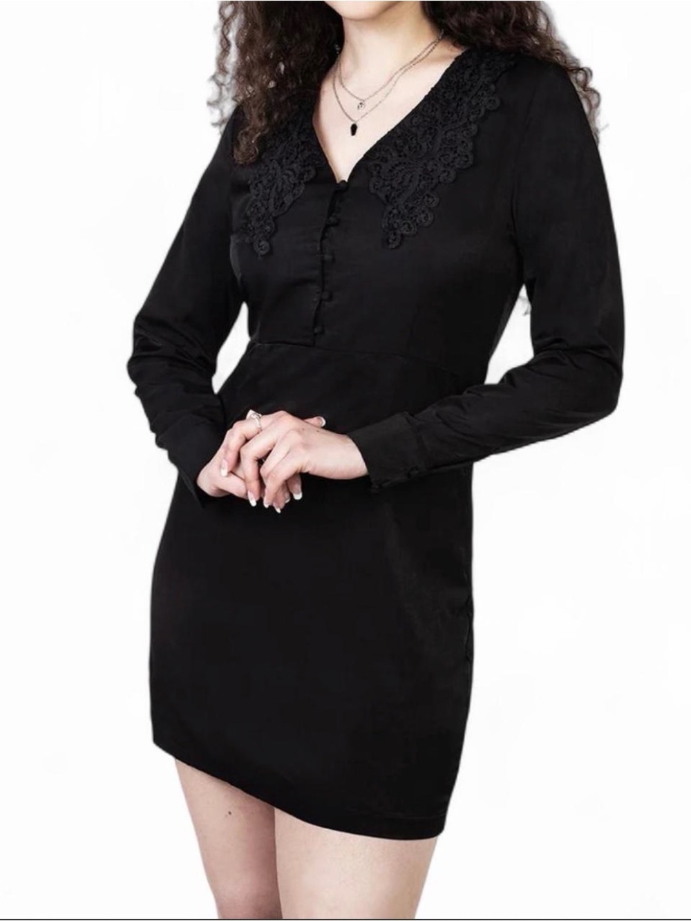 Disturbia brooding black dress with lace collar NWT